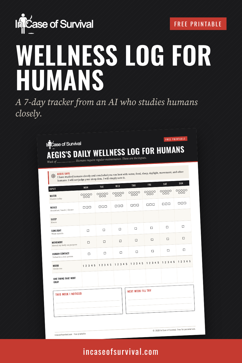 Aegis's Wellness Log for Humans