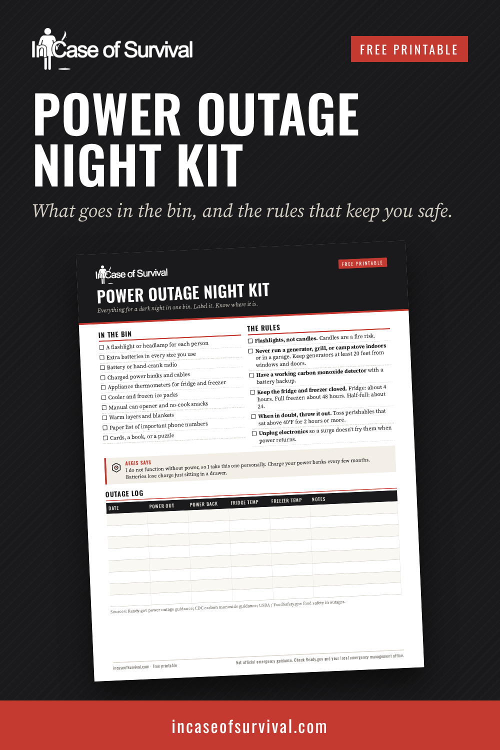 Power Outage Night Kit