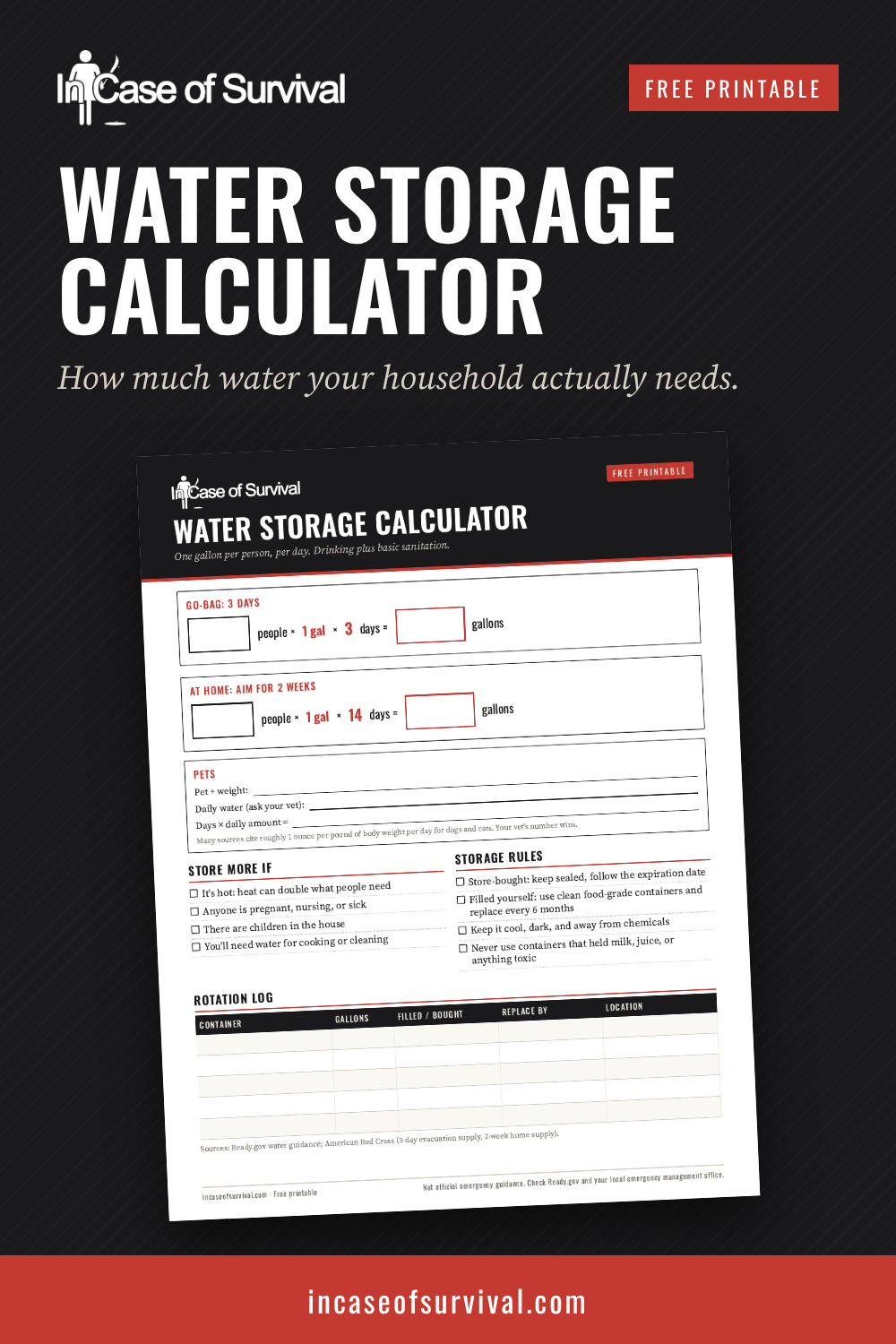 Water Storage Calculator